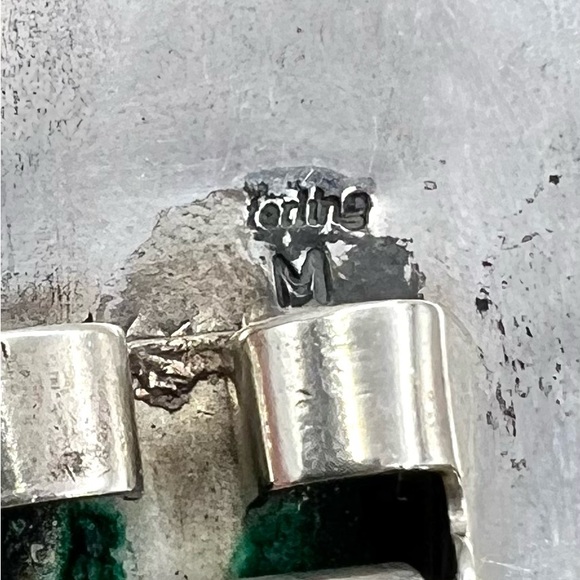 Signed Zuni Apache Mountain Dancer Kachina Sterling Multi Stone Bolo Tie Slide - Picture 5 of 5